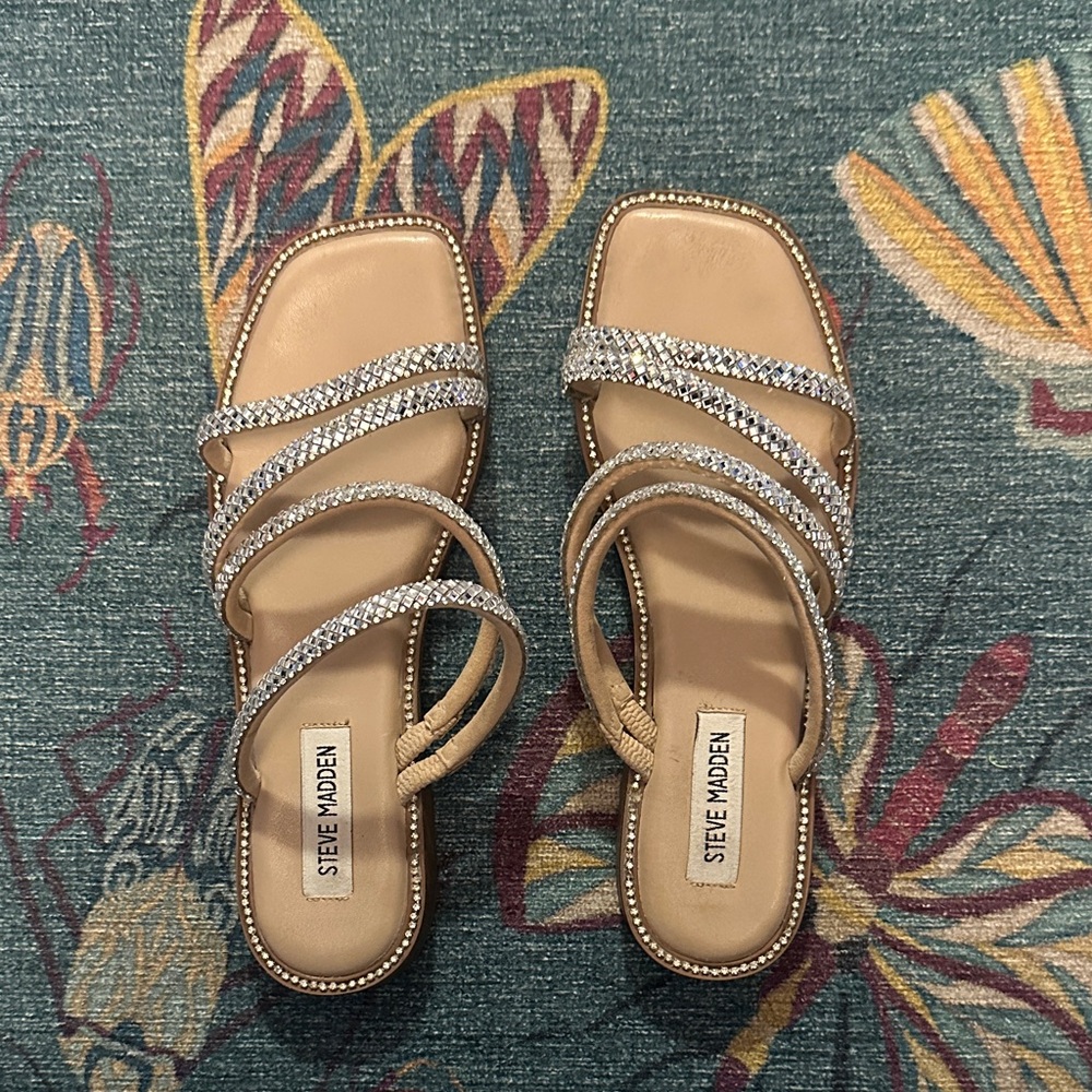 Steve Madden Starie Tan Rhinestone Strappy Sandals